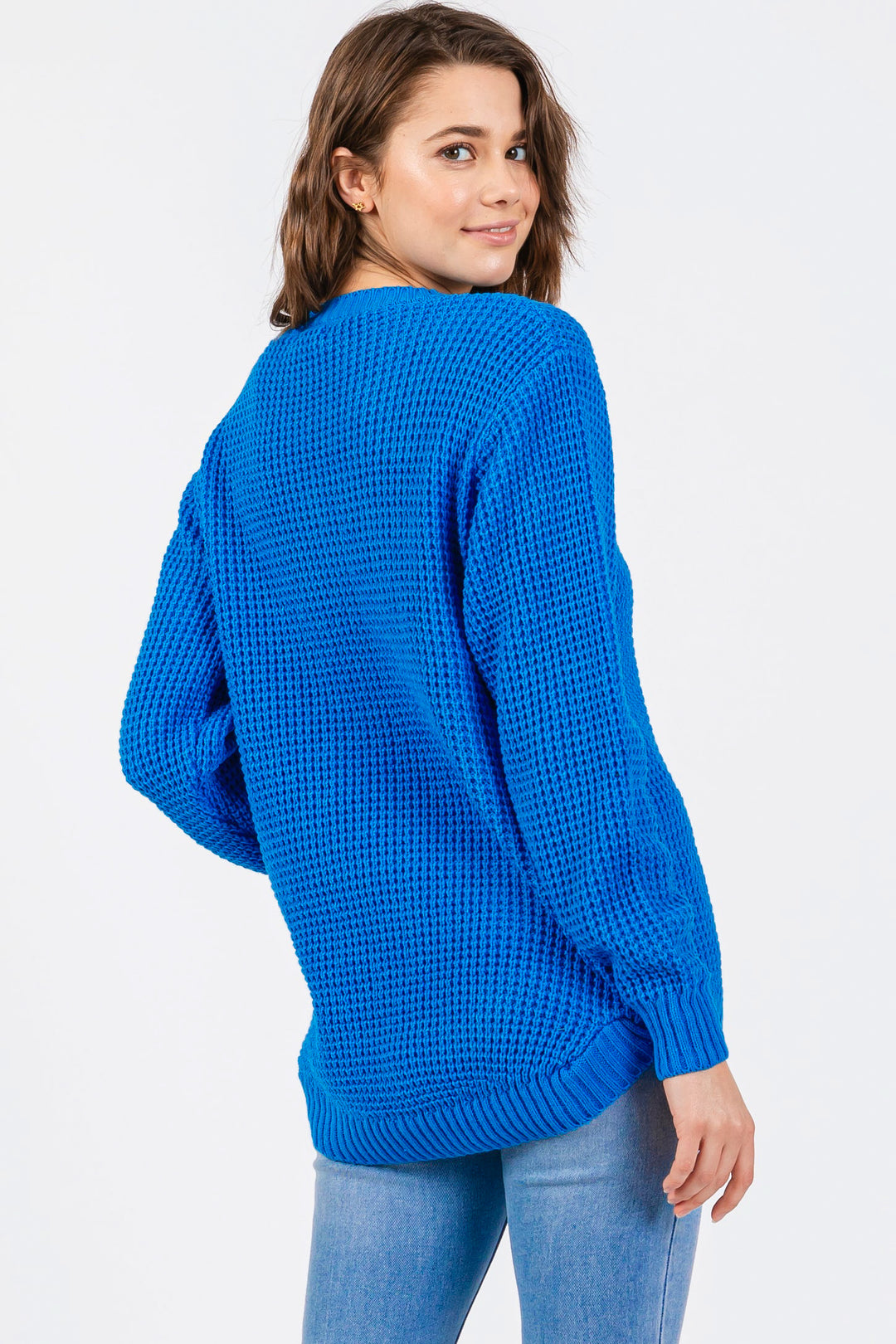 Zen Waffle Knit Sweater (Ocean Blue)