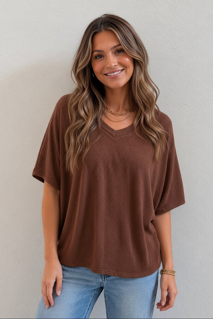 Jolie Slouchy Dolman Tee (Chestnut)