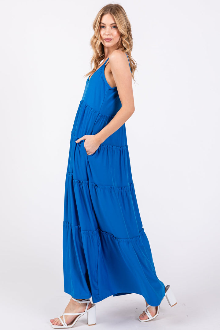 Zen Pocket Maxi Dress (Ocean Blue)