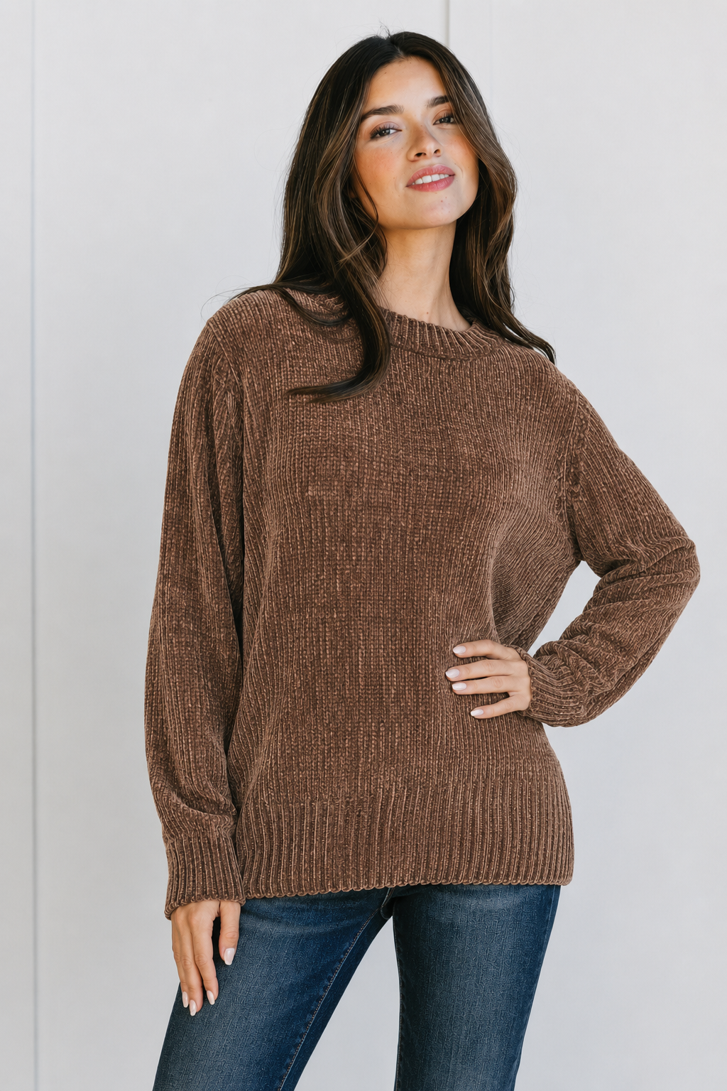 Zen Chenille Rib Sweater (Cedar Brown)