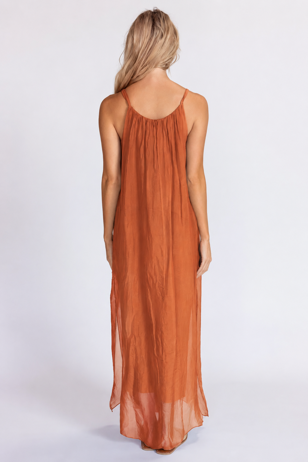 Meo Silk Maxi Dress (Rust)