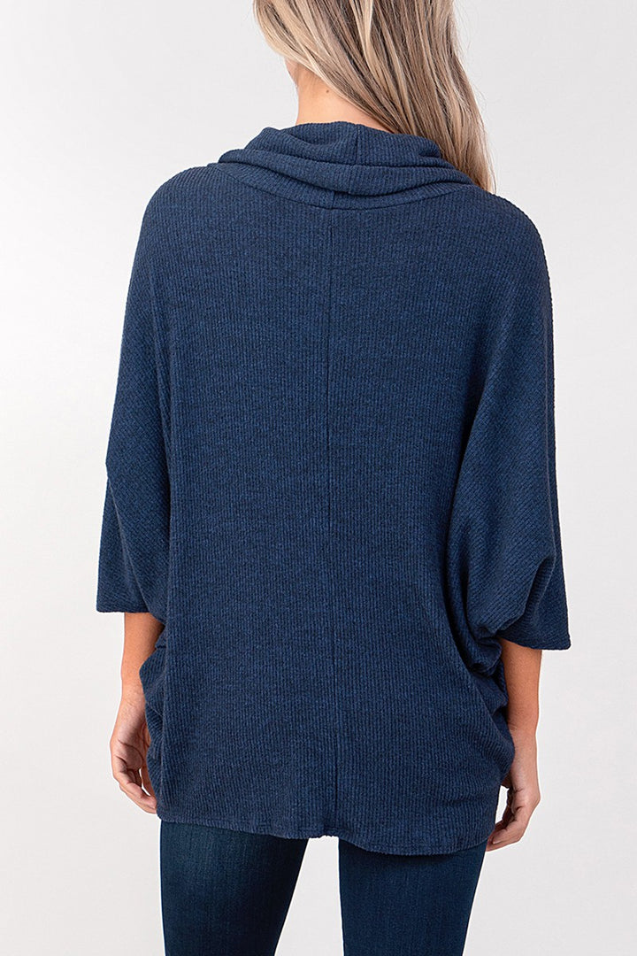 Natural Vibe Cowl Neck Sweater (Navy)