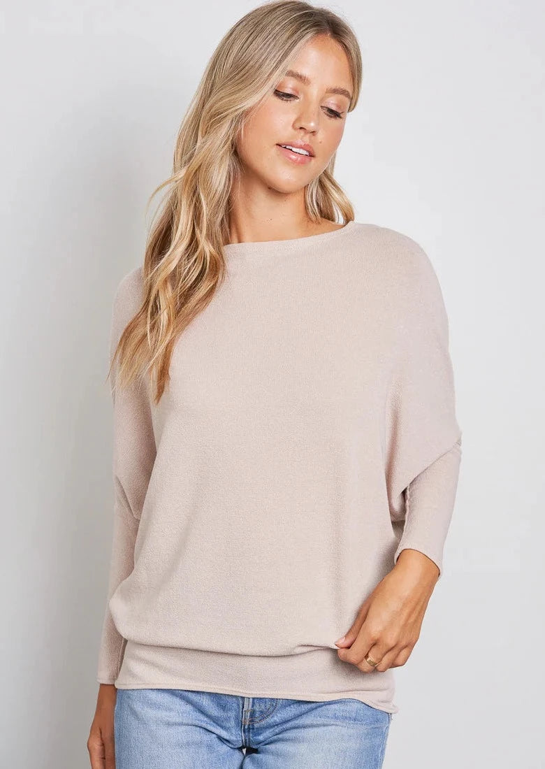 Jolie All Day Slouch Top (Taupe)
