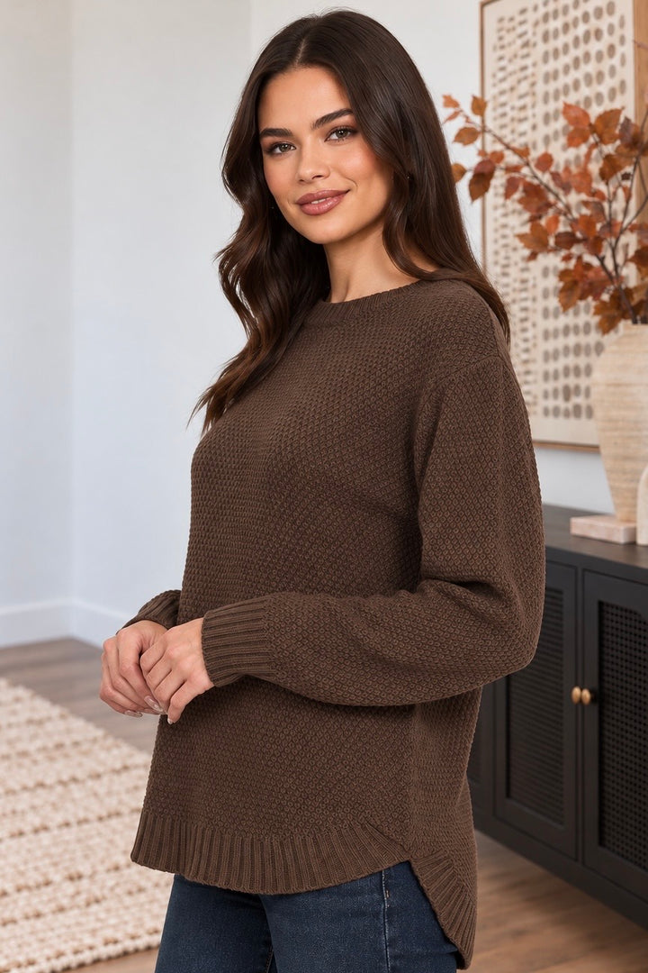 Zen Waffle Sweater (Chocolate Brown)