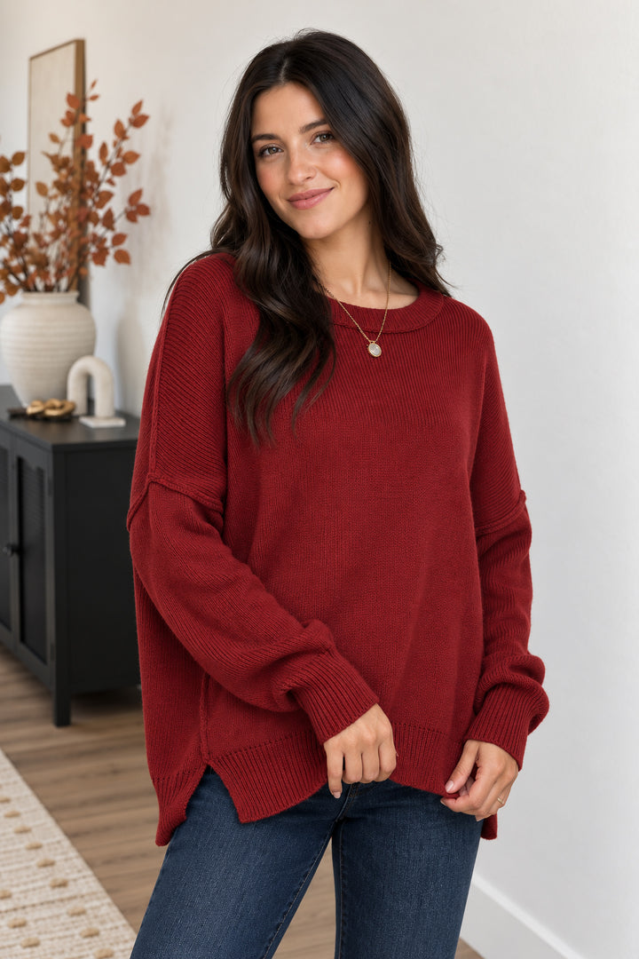 My Cozy At Home Sweater (Red Bean)