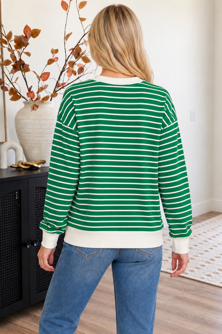 Zen Striped Crewneck (Dark Green)