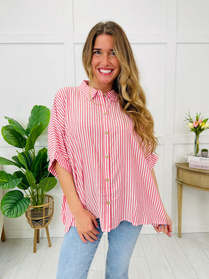 Zen Sunny Days Button Down Shirt (Ruby)
