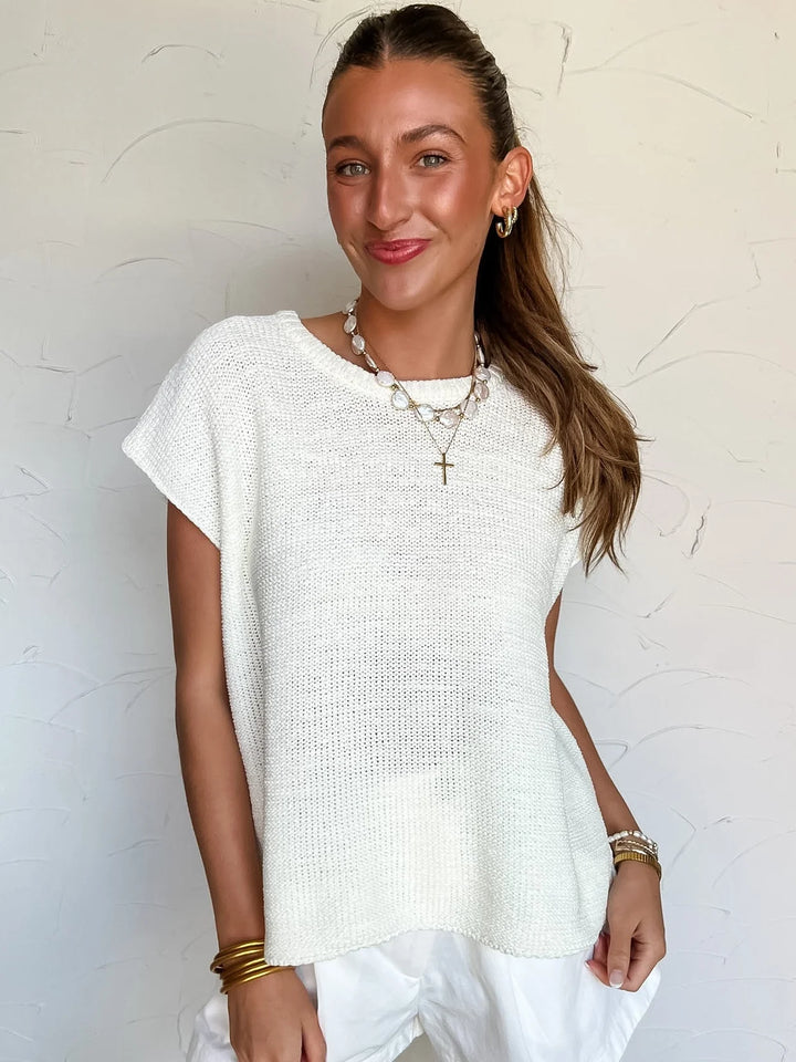Zen Knit Sweater Tee (Ivory)