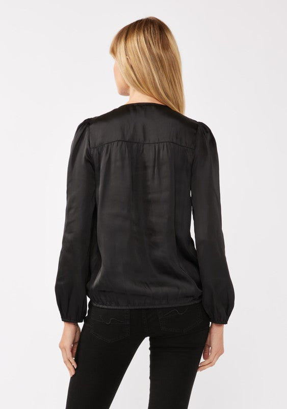 Lovestitch Satin Surplice Blouse (Black)