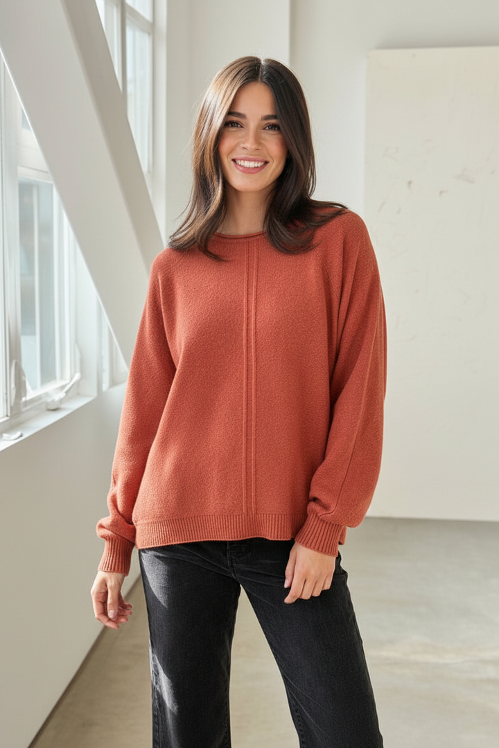 Zen Soft Knit Sweater (Heather Rust)