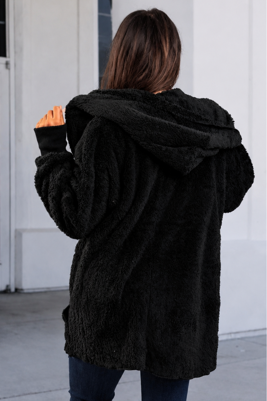 Teddy Bear Plush Cardigan (Black)