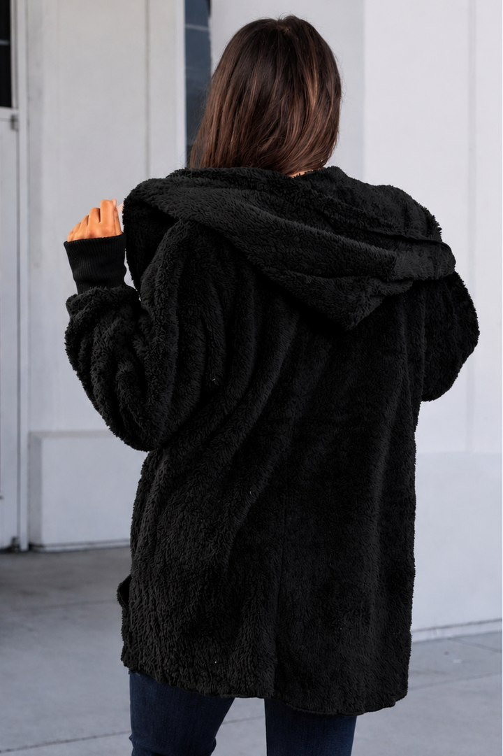 Teddy Bear Plush Cardigan (Black)