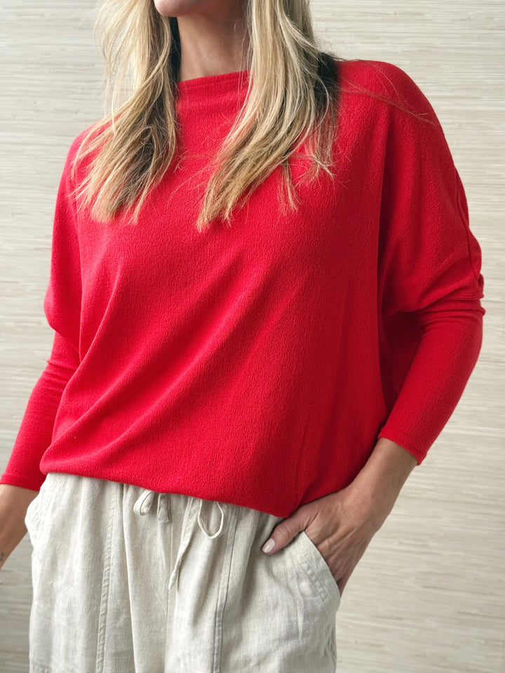 Jolie All Day Slouch Top (Tomato Red)