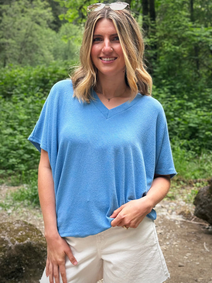 Jolie Slouchy Dolman Tee (Oxford Blue)