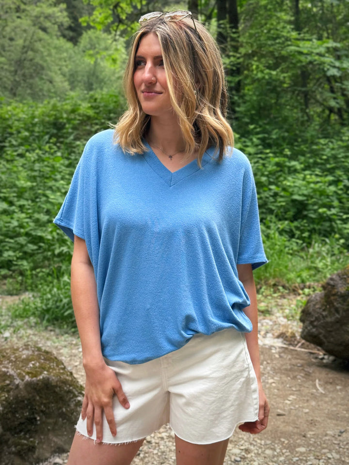 Jolie Slouchy Dolman Tee (Oxford Blue)