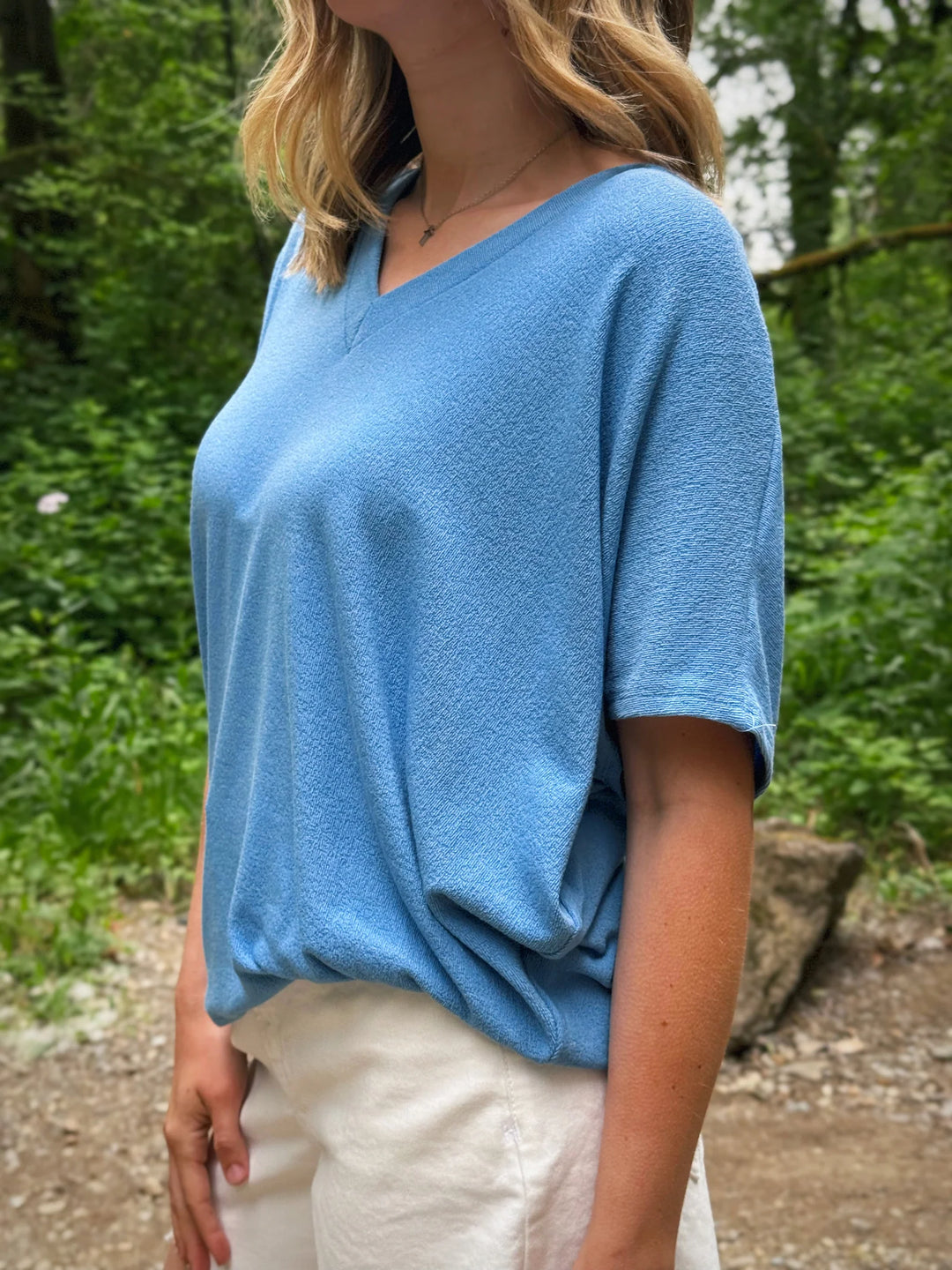 Jolie Slouchy Dolman Tee (Oxford Blue)