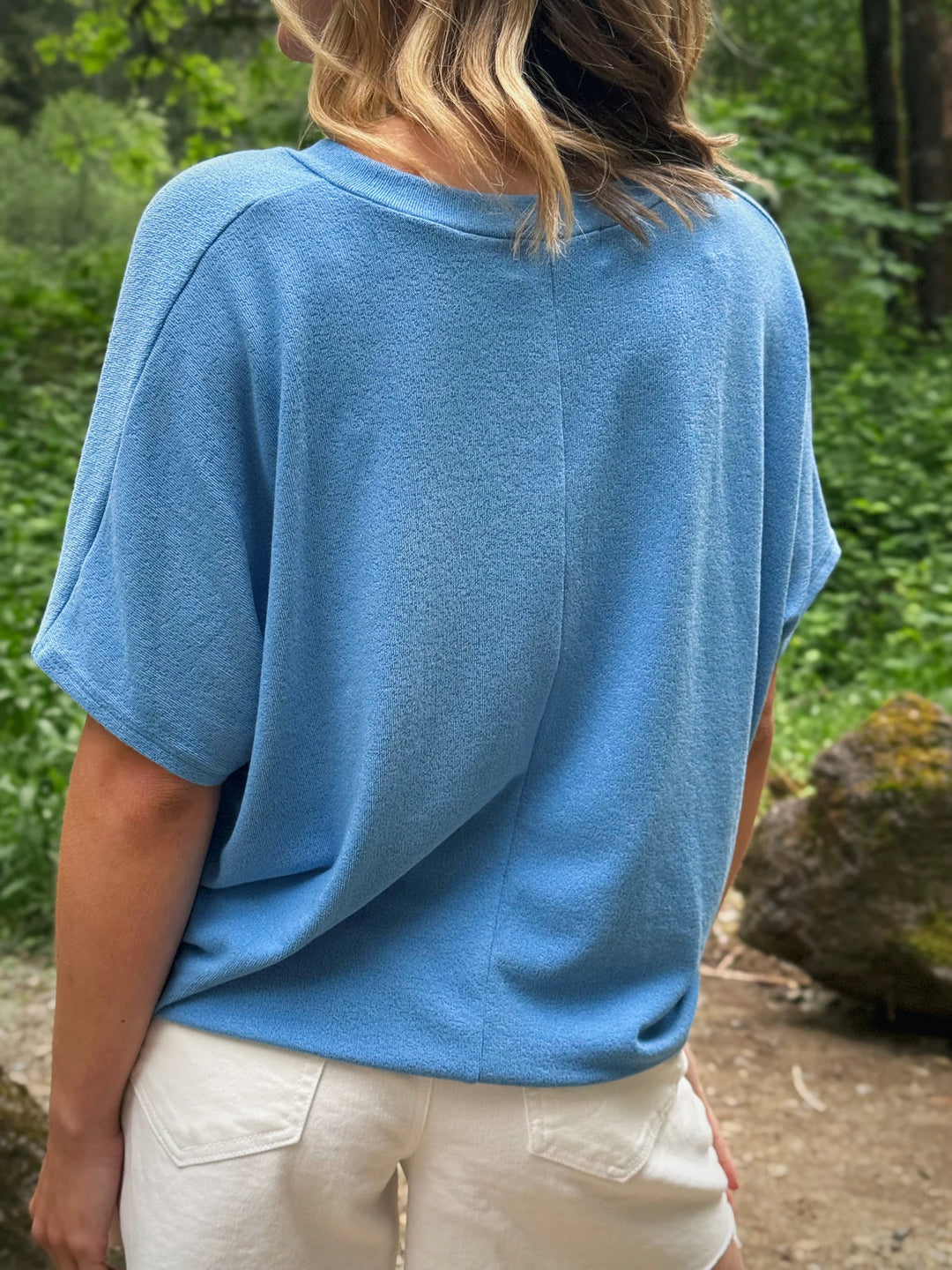 Jolie Slouchy Dolman Tee (Oxford Blue)