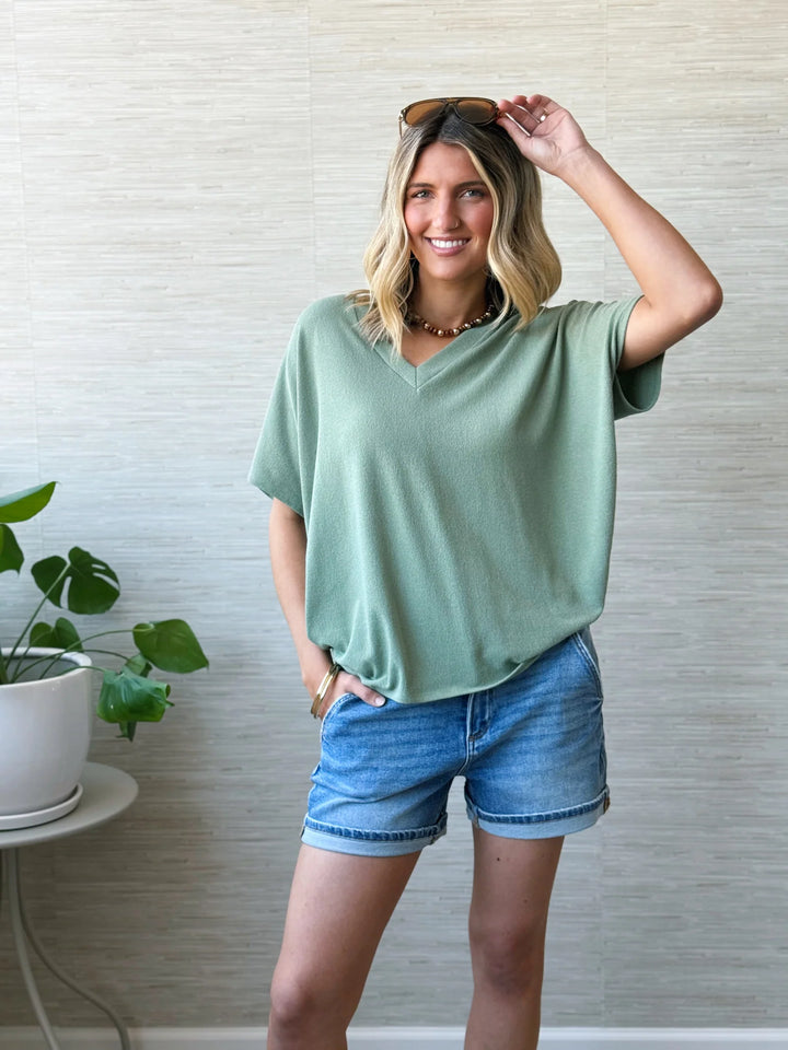 Jolie Slouchy Dolman Tee (Sage)