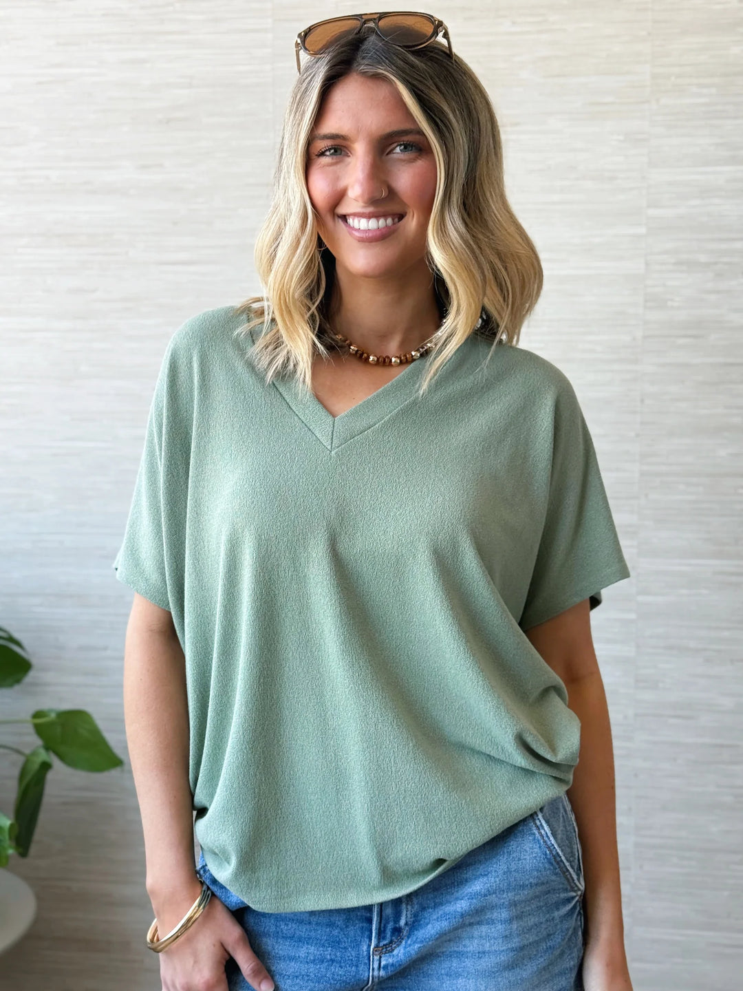 Jolie Slouchy Dolman Tee (Sage)