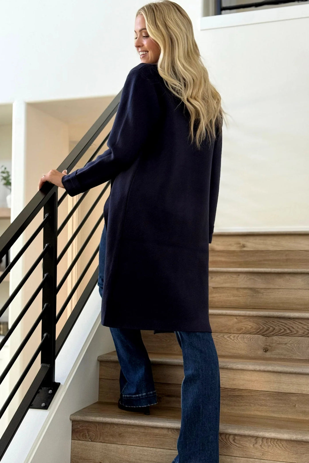 Jolie Cashmere Knit Trench Coat (Navy)