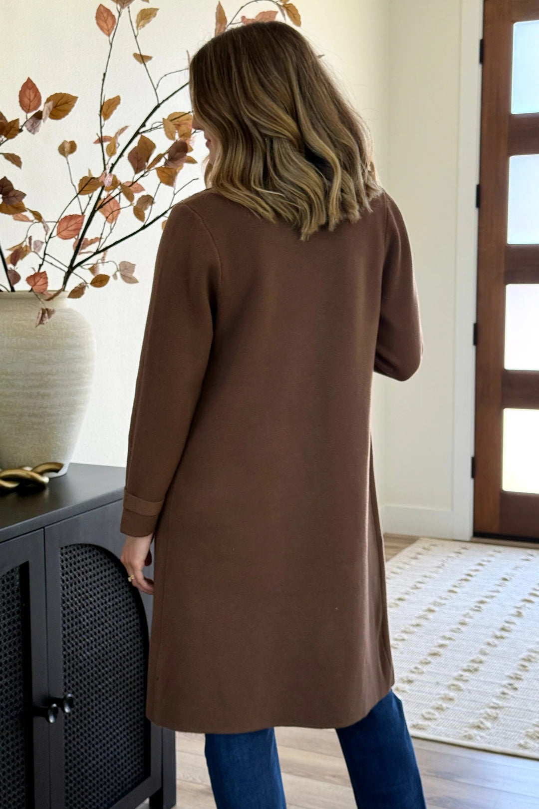 Jolie Cashmere Knit Trench Coat (Chocolate Brown)