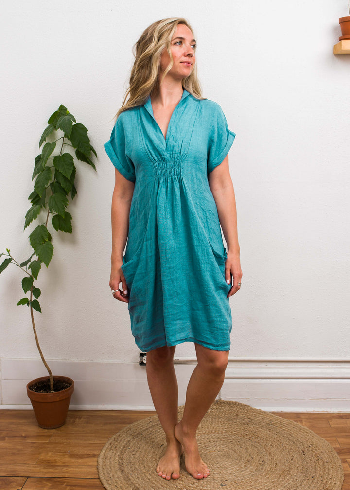 Meo Linen Pocket Dress (Jade)