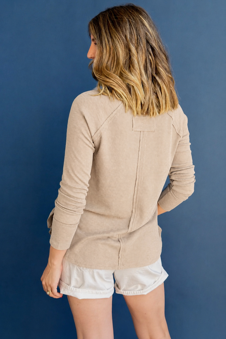 Zen Relaxed Waffle Top (Sand Beige)