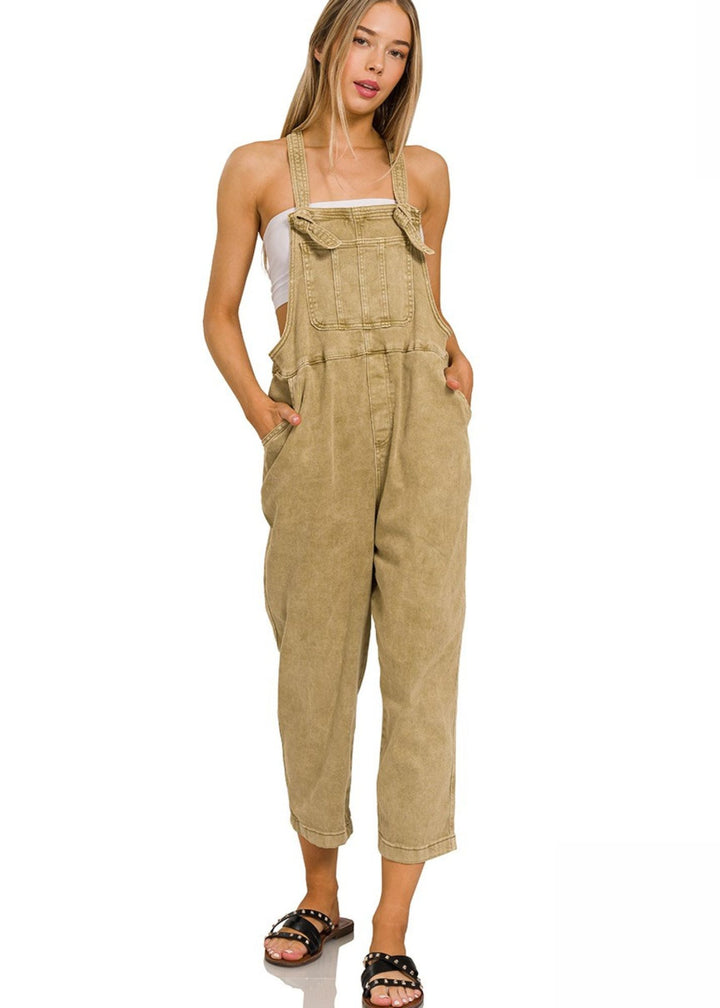 Zen Washed Twill Overalls (Light Camel)