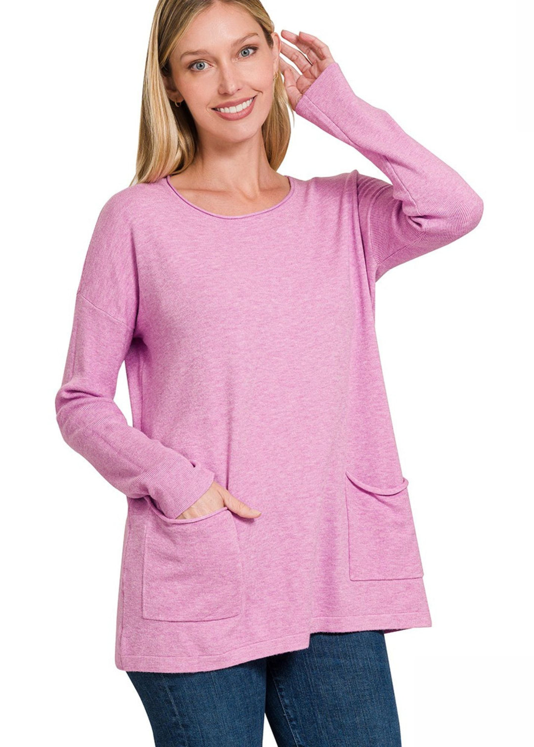 Zen Lightweight Pocket Sweater (Mauve)
