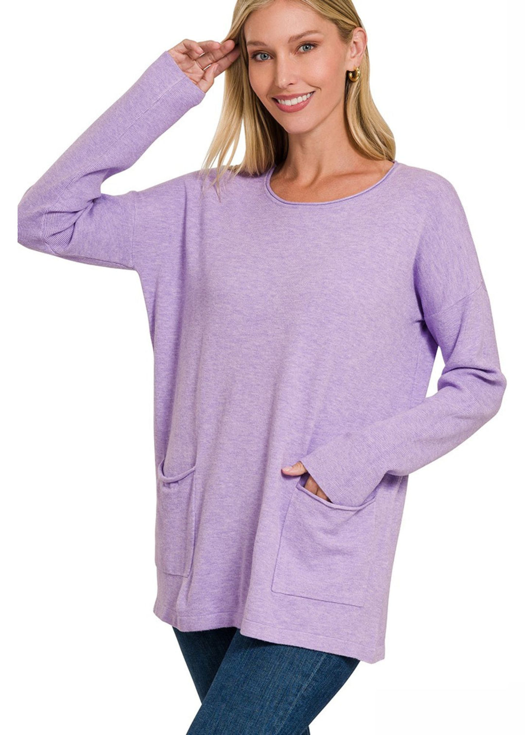 Zen Lightweight Pocket Sweater (Lavender)