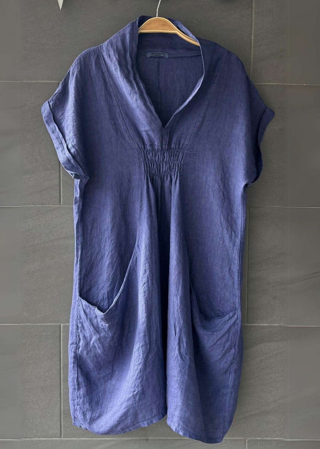 Meo Linen Pocket Dress (Blueberry)