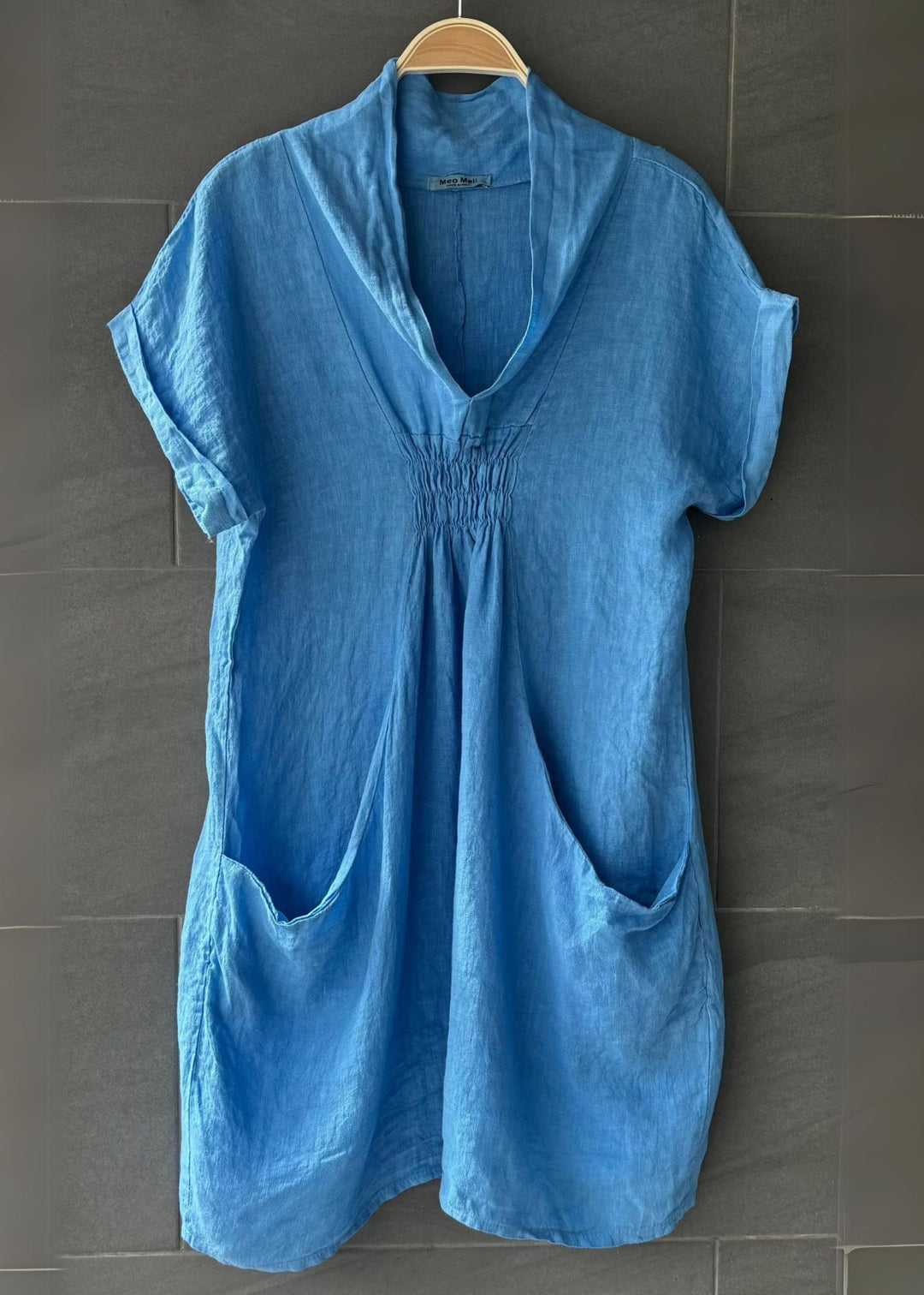 Meo Linen Pocket Dress (Azure Blue)