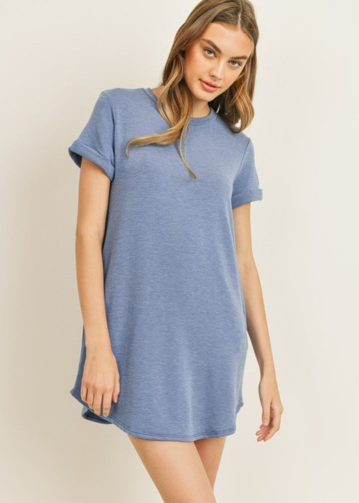 Cherish T-Shirt Dress (Slate Blue)