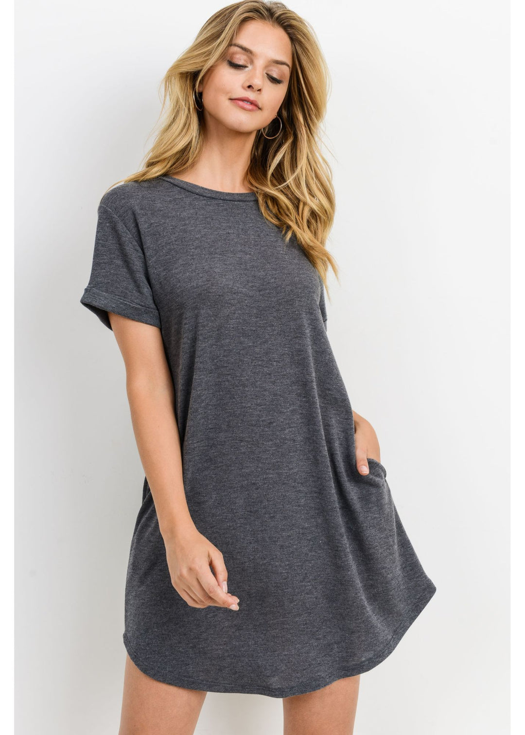 Cherish T-Shirt Dress (Charcoal)