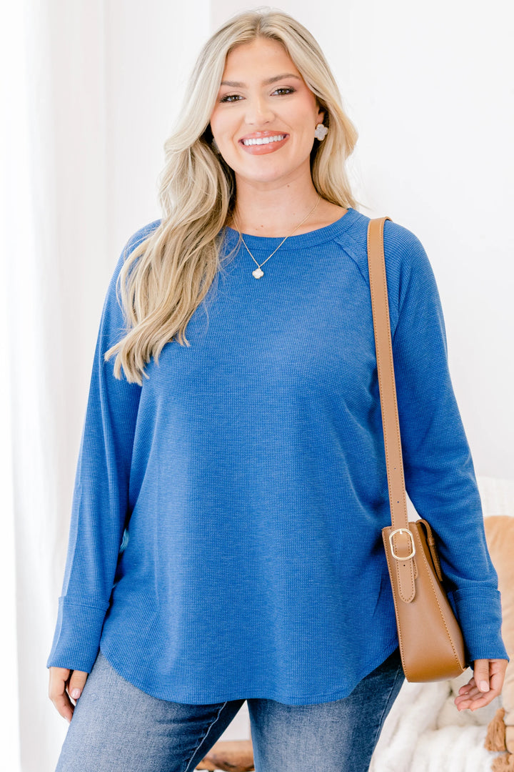 Zen Relaxed Waffle Top (Classic Blue)