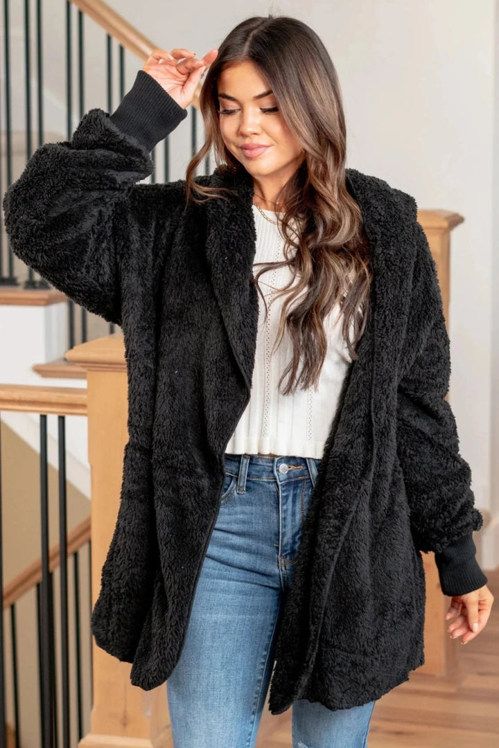 Teddy Bear Plush Cardigan (Black)