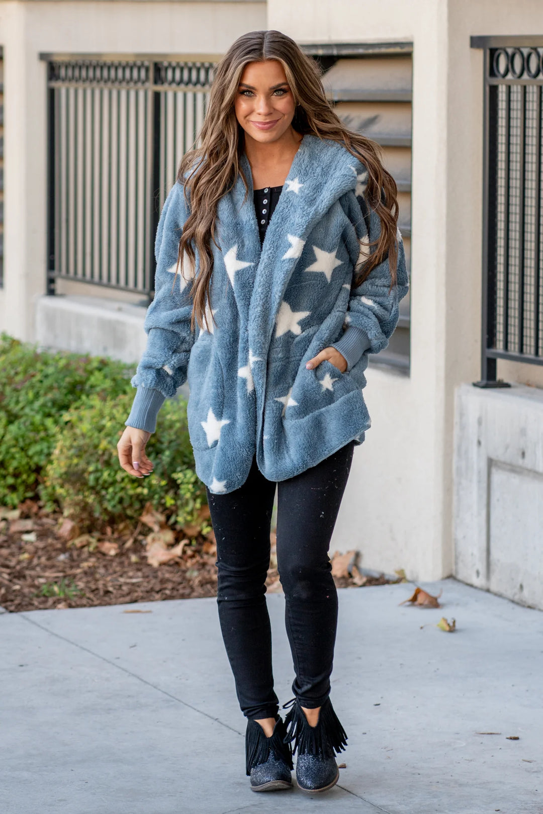 Teddy Bear Plush Cardigan (Starry Night)