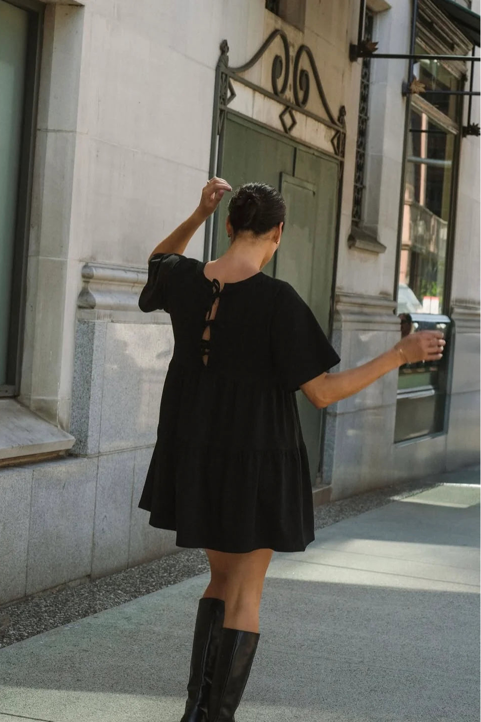 Brunette The Label Tiered T-Shirt Dress (Black)