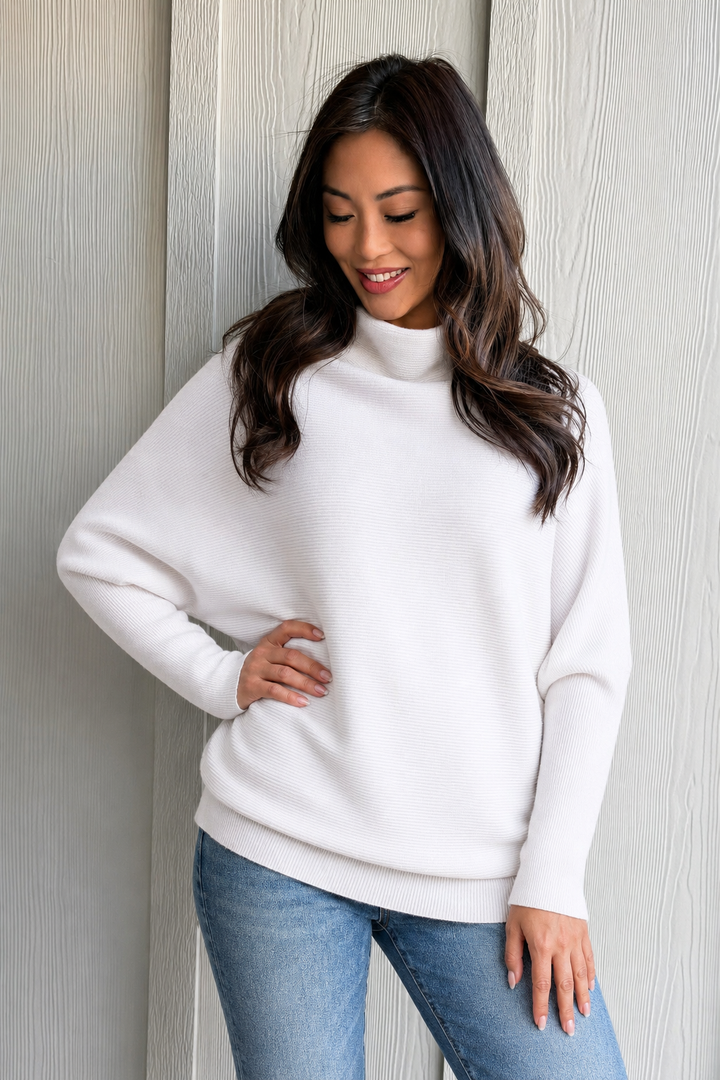 Zen Rib Dolman Sweater (Winter White)