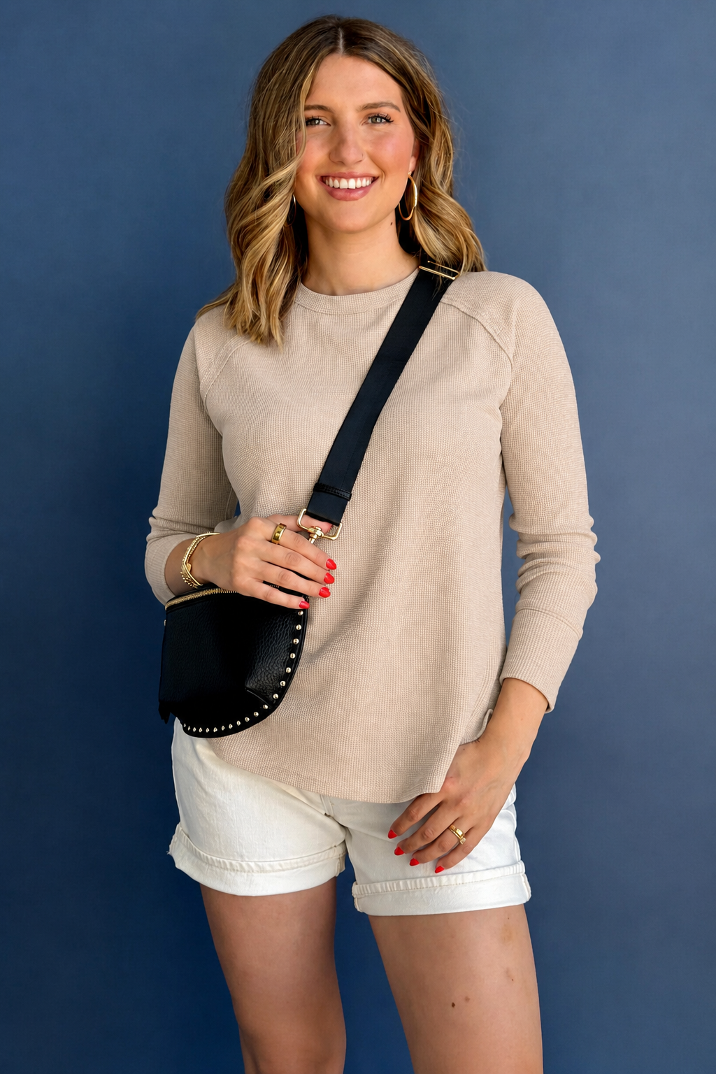 Zen Relaxed Waffle Top (Sand Beige)