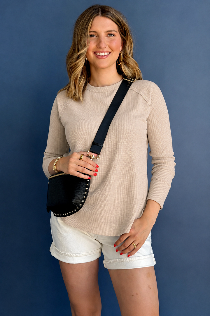 Zen Relaxed Waffle Top (Sand Beige)