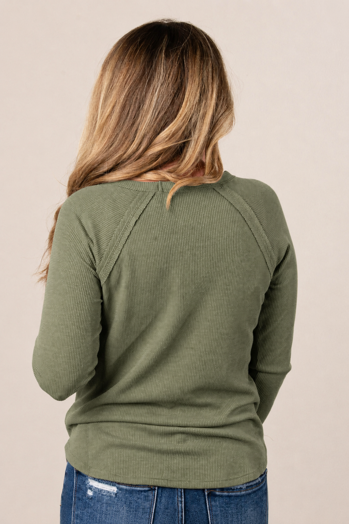 Zen Baby Waffle Long Sleeve Tee (Light Olive)