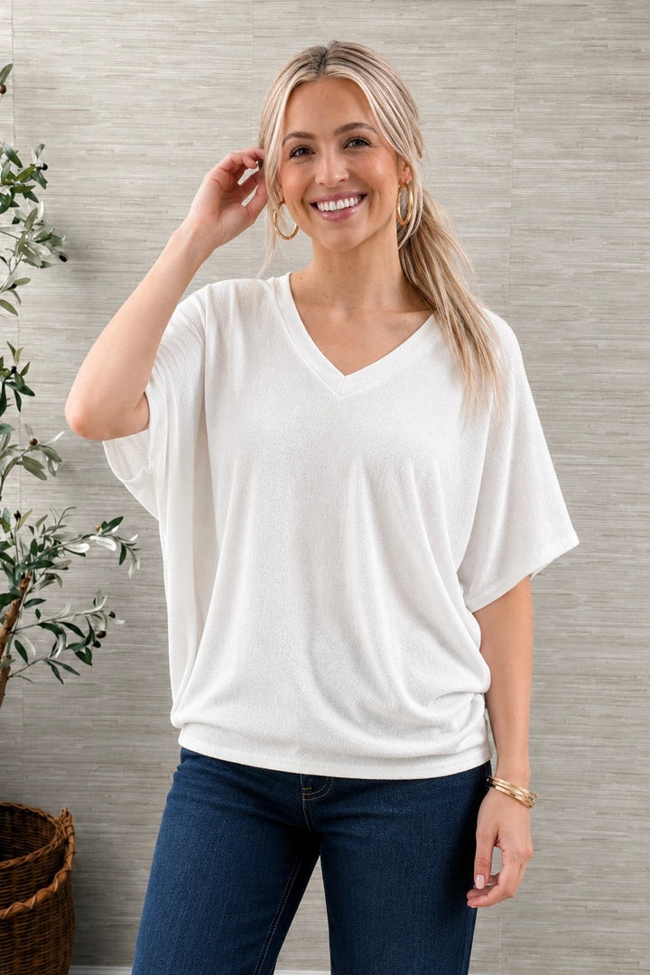 Jolie Slouchy Dolman Tee (Ivory)
