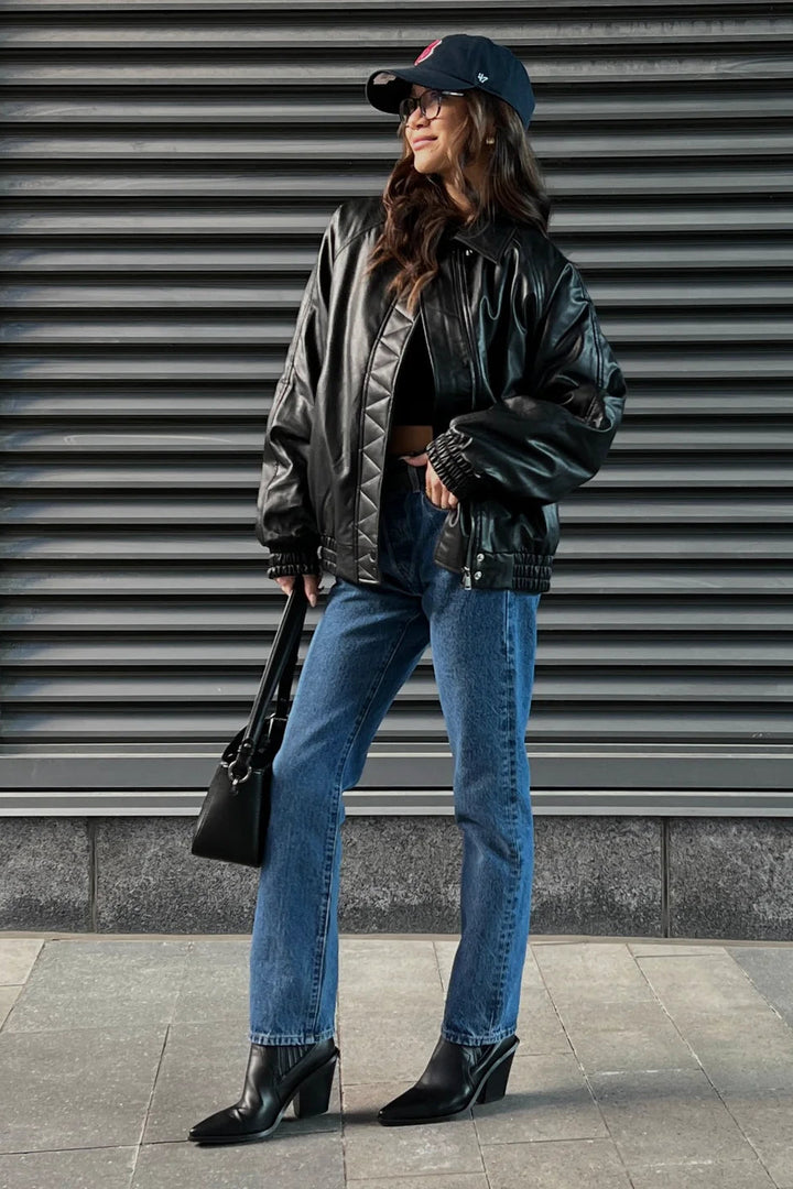 Brunette The Label Vegan Leather Bomber