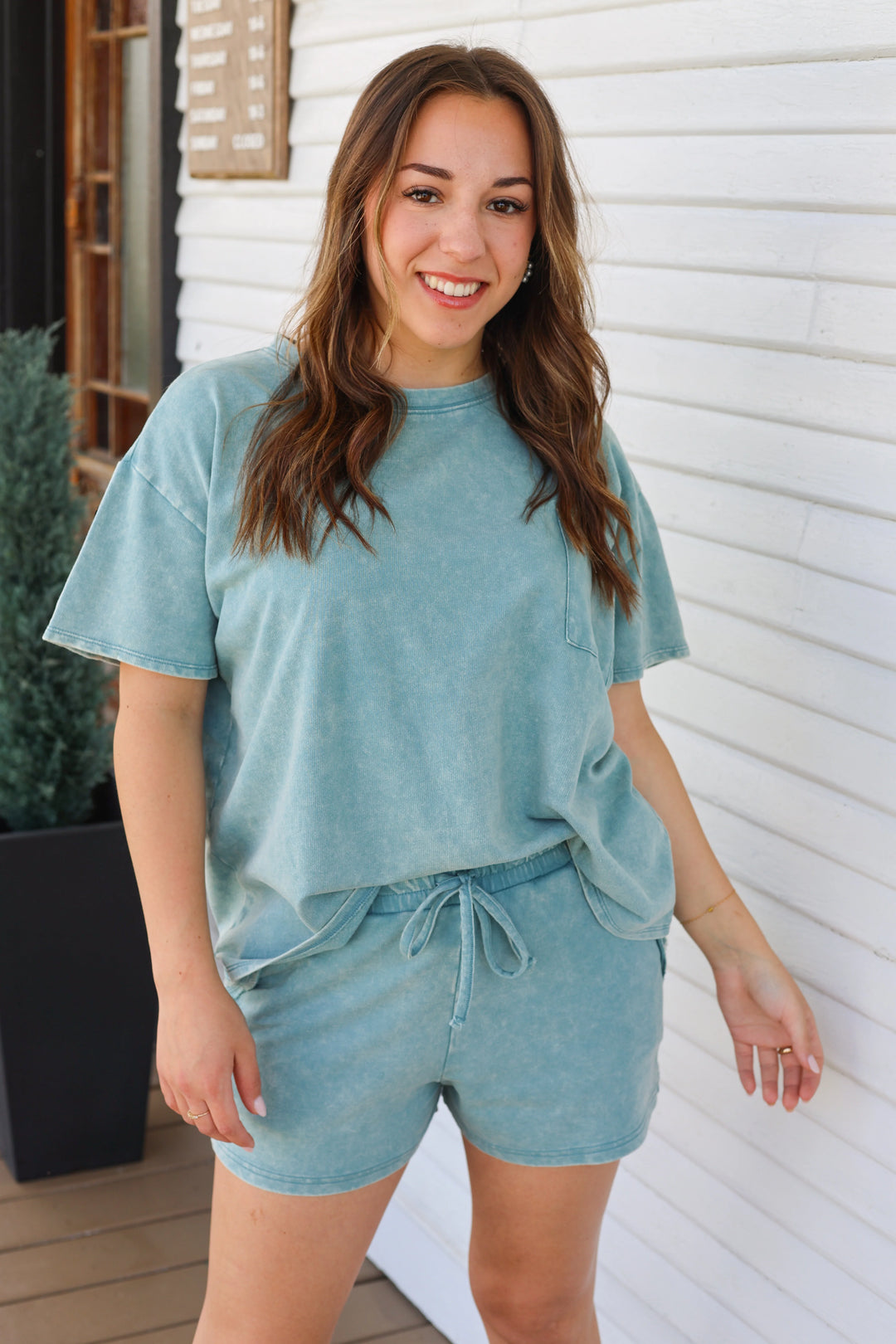 Zen French Terry Lounge Shorts Set (Ash Blue)