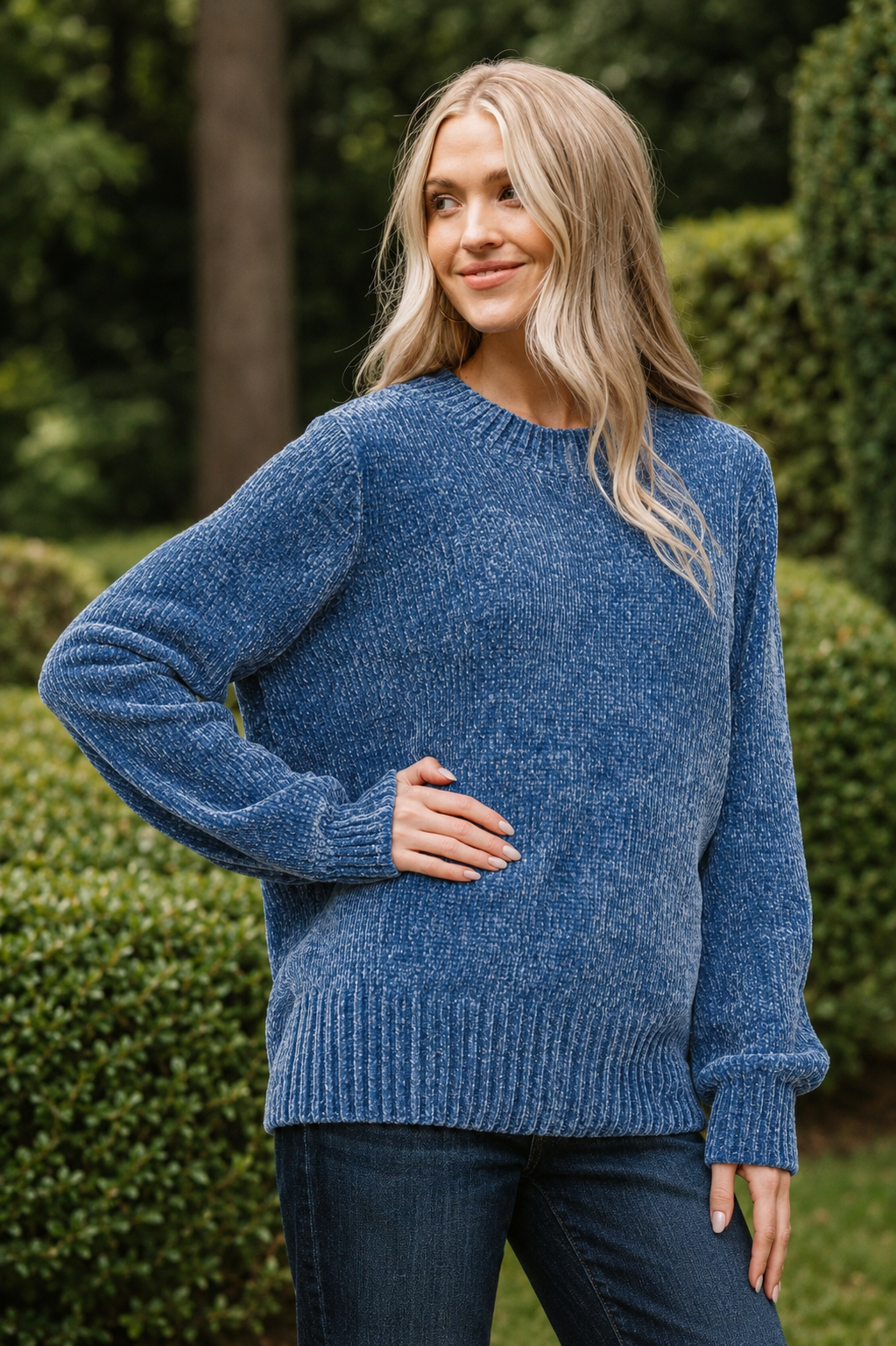 Zen Chenille Rib Sweater (Dusty Blue)
