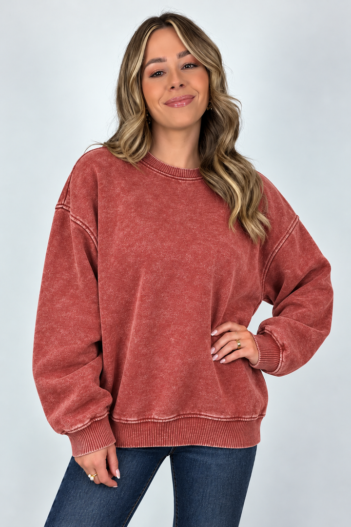 Zen Oversized Fleece Sweatshirt (Dark Rust)