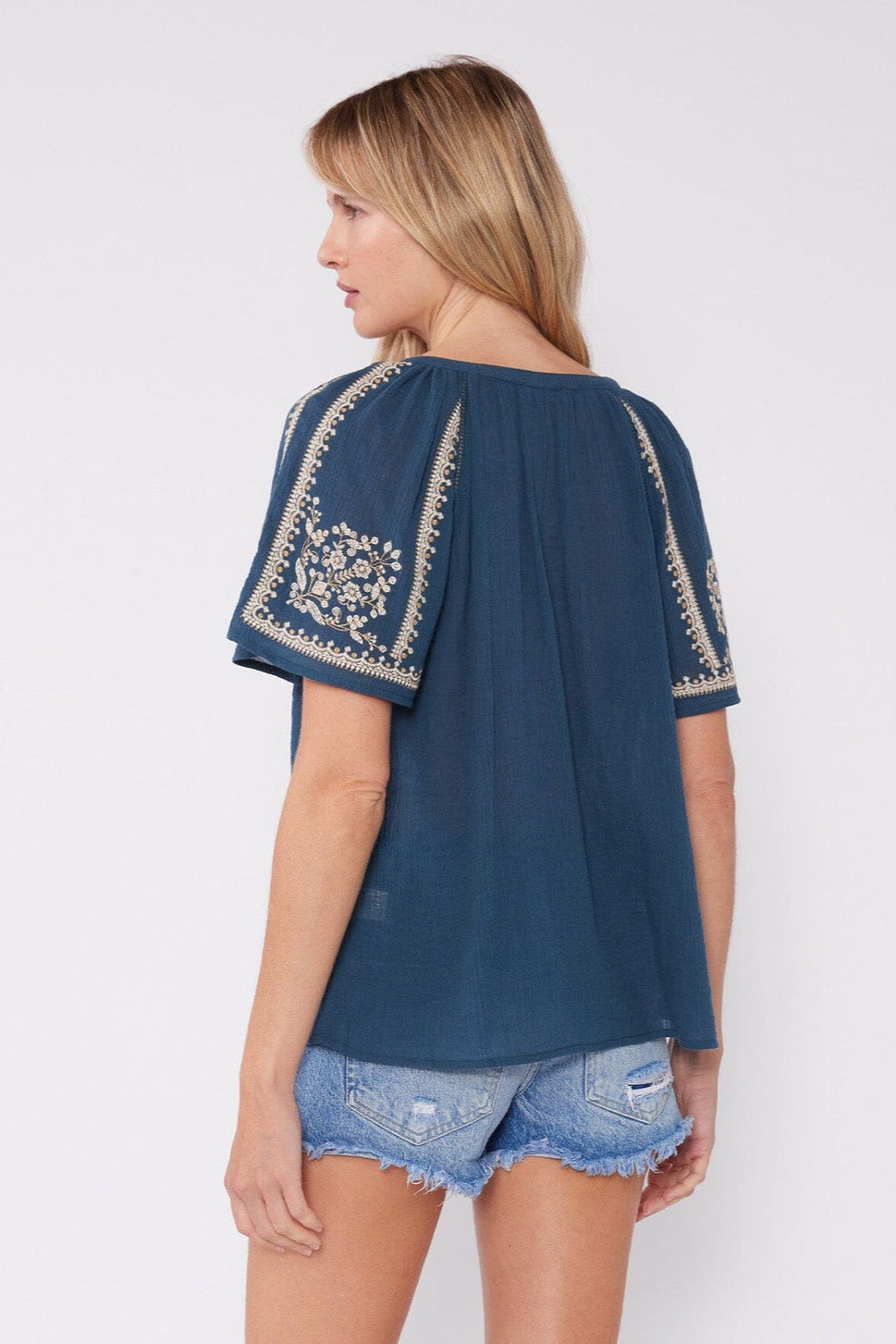 Lovestitch Joelle Embroidered Tee (Teal)