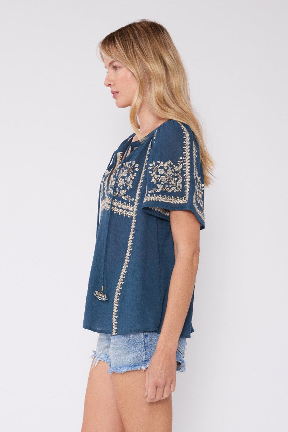 Lovestitch Joelle Embroidered Tee (Teal)