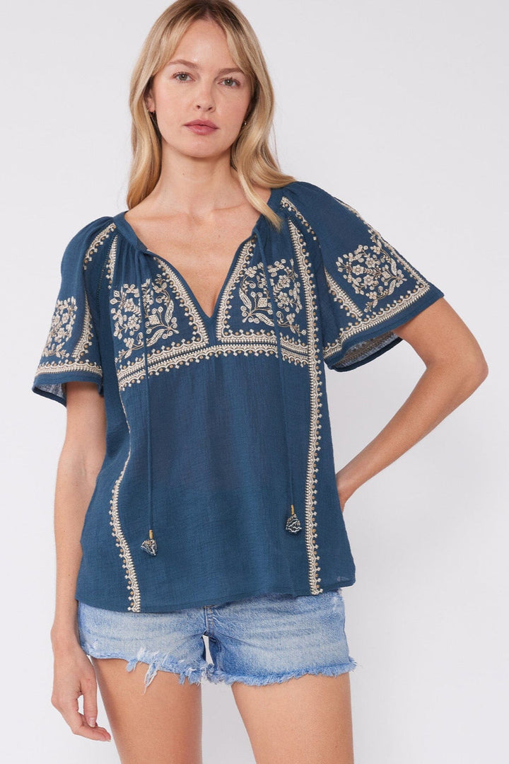 Lovestitch Joelle Embroidered Tee (Teal)